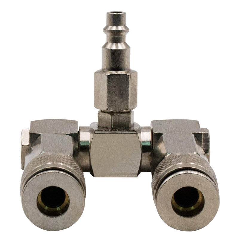 FIXSMITH Air Hose Connector- 2 Way Air Hose Splitter,1/4 In NPT, Air Compressor Accessories Fittings, Swivel 360 Degrees Connectors. 1 Pack - NewNest Australia