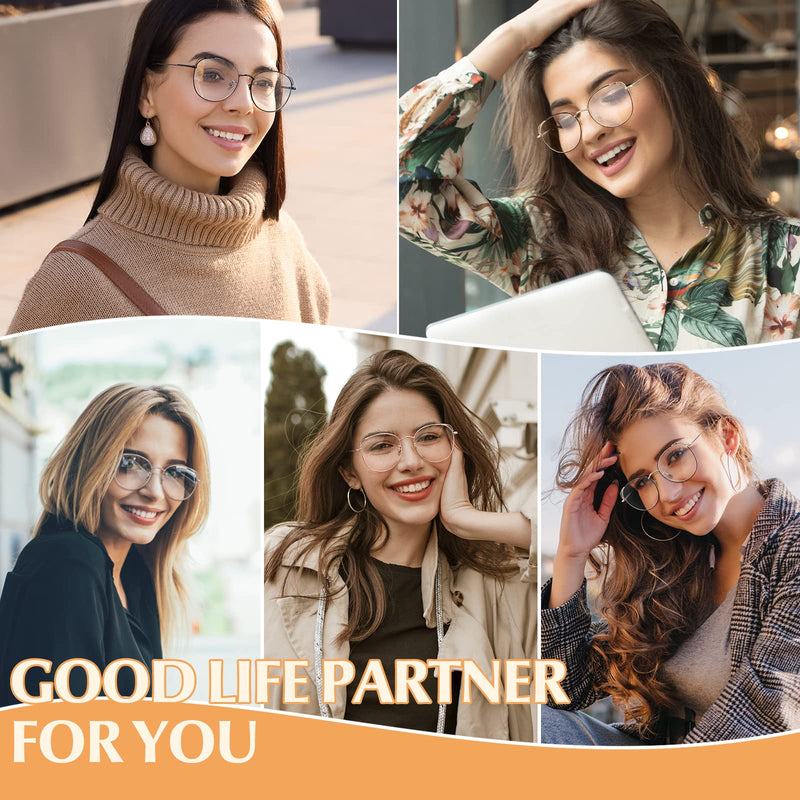 LINVO Glasses Without Prescription Women's Classic Metal Frame Glasses Frame Vintage Glasses Cat Eye Fake Glasses Rose Gold - NewNest Australia