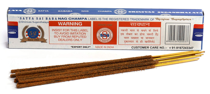 NewNest Australia - Satya Sai Baba Nag Champa Agarbatti Pack of 12 Incense Sticks Boxes 15gms Each Fine Quality Incense Sticks for Relaxation, Meditation, Positivity and Peace 15g*12=180g 