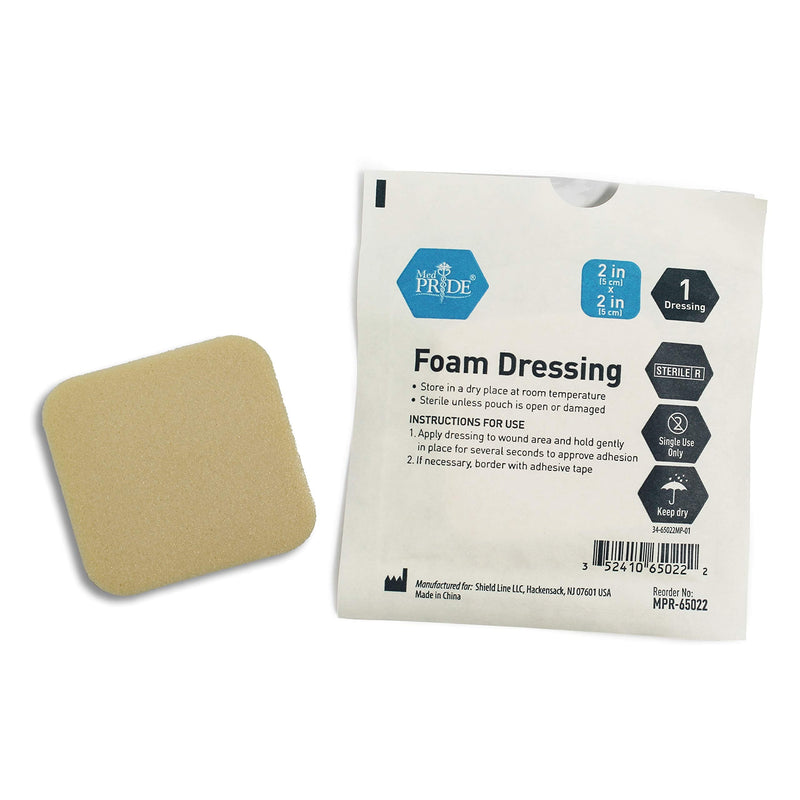 Medpride Foam Dressings- 10 Pack, 2 Inch by 2 Inches Size - Sterile, Hydrophilic, Highly Absorbent- Soft, Non-Adhesive Pads, Easy to Change- for Men & Women- for Ulcers, Post Op Trauma + Injuries 2x2 Inch (Pack of 10) - NewNest Australia