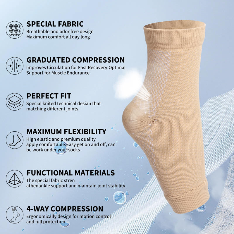 Milaiun Ankle Brace Pack Of 4, Professional Ankle Brace For Women/Men, Compression Socks, Foot Brace, Right And Left Ankle, For Arthritis, Sprained Ankle, Sports (Colour, L) - NewNest Australia