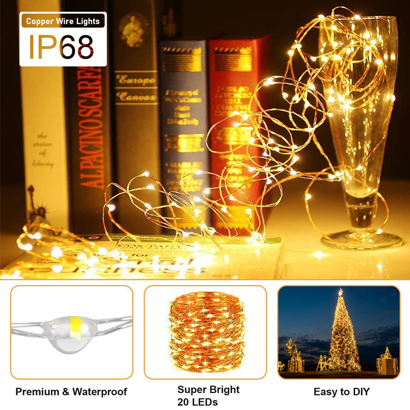 12 Pack Fairy Lights Battery Operated, 3 Speed Modes, Extra 12 Batteries for Replacement, 7Ft 20 LED Mini String Lights, Waterproof Silver Wire, Twinkle Firefly Lights for Bottle(No Remote) 12 Pack - NewNest Australia