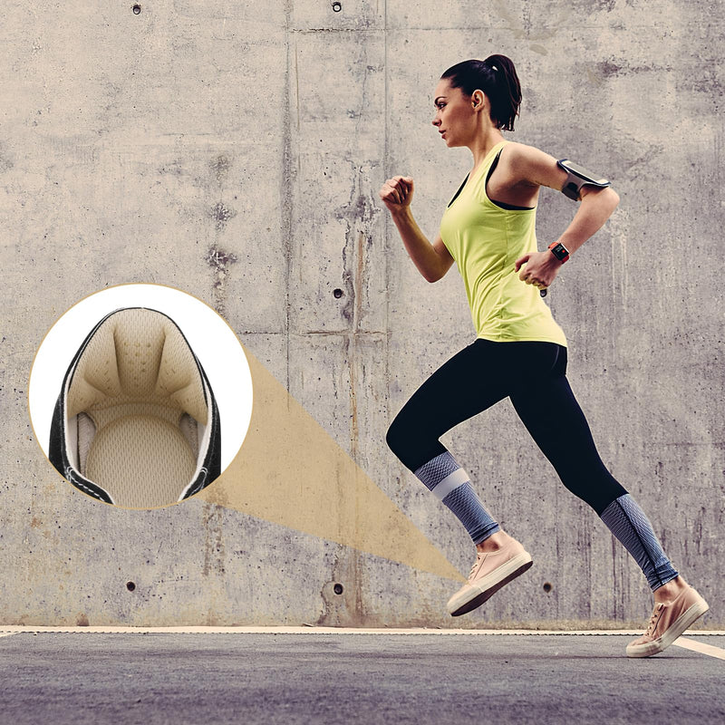 Sibba 2 pairs of premium heel pads, shoe insoles, 2-in-1 heel pads made of foam, non-slip insoles, self-adhesive heel protection, heel cushions for shoes that are too large, boots, shoe fillers, black 1 pair, beige 1 pair - NewNest Australia