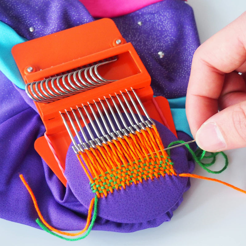 Speedweve Style Darning Loom, Small Weaving Loom for Visible Mending Jeans, Weave Tool for DIY Artful Patterns, Repair Fabrics (14 Hooks) 14 Hooks - NewNest Australia