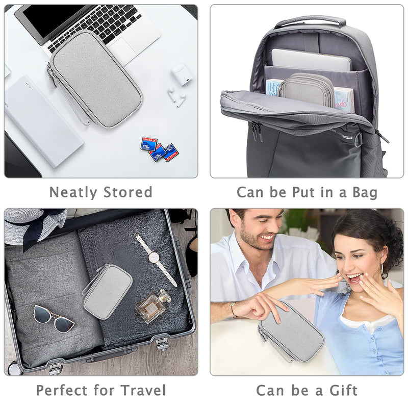 FYY Electronics Accessories Organiser Bag, Travel Cable Organizer Bag Pouch Portable Waterproof Double Layers All-in-One Carry Travel Bag for Cable, Cord, Charger, Phone, Earphone S-Grey A-Grey - NewNest Australia