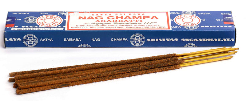 NewNest Australia - Satya Sai Baba Nag Champa Agarbatti Pack of 12 Incense Sticks Boxes 15gms Each Fine Quality Incense Sticks for Relaxation, Meditation, Positivity and Peace 15g*12=180g 