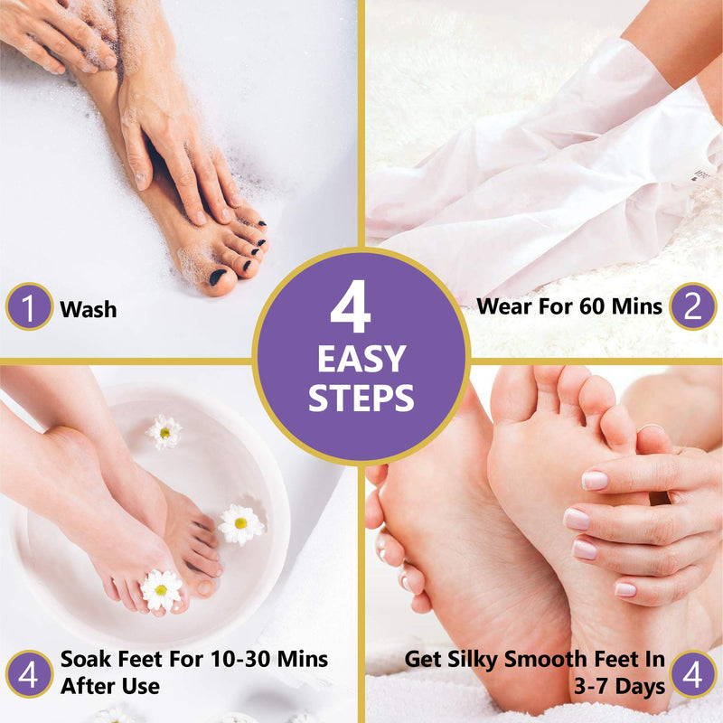 SlkySmooth Foot Peel Mask 2 Pack | Dead Hard Skin Callus Remover | Exfoliating Socks | For Dry Cracked Baby Feet Pedicure Repair Peeling Exfoliator - NewNest Australia