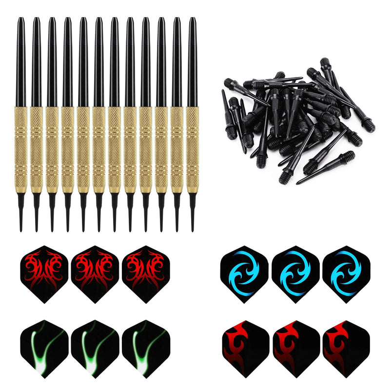 Accmor 12 Pcs Darts Plastic Tip, Soft Tip Darts Set, 14g Plastic Tipped Dart, Attach Extra 36 Black 2BA Replacement Tips, Soft Tip Darts for Electronic/Plastic Dartboard Red, Blue, Green-Stripes - NewNest Australia