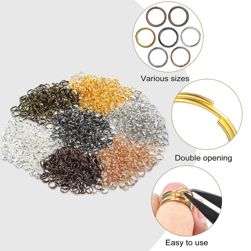 Hotop 1402 Pieces Split Jump Rings Set, Double Closed Jump Ring MultiColor Jewelry Split Rings with Craft Jump Loop Opener and Split Ring Plier for DIY Necklace Bracelet Craft Making, Multi Colors - NewNest Australia