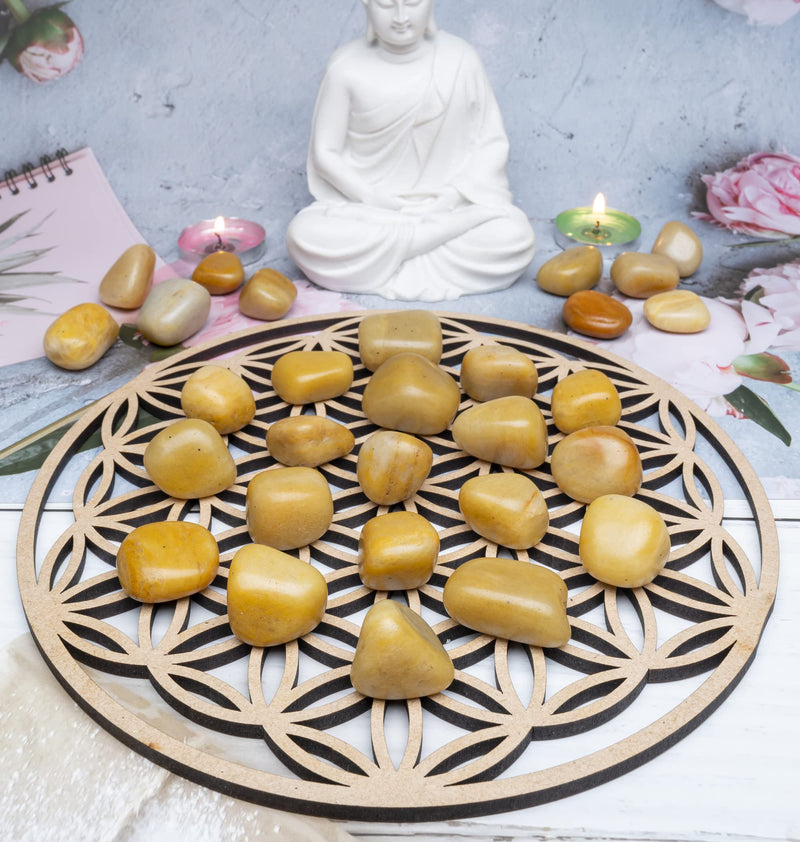 Crocon Yellow aventruine tumble stones Stones Set Pocket Crystal Healing gemstones Tumble Collection palm stone Good Luck Charm Gift Craft Home Decor Size: 20-25 mm | 1 LB Yellow Aventurine Tumbles - NewNest Australia