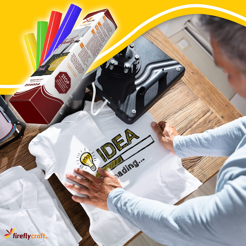 Firefly Craft Regular White & Black, Heat Transfer Vinyl for Shirts - Iron on Vinyl for Cricut & Silhouette Heat Press Vinyl for Shirt Transfers - Iron on HTV Vinyl - 3 Pieces, 12" X 20" (5 Feet) Each 2 Rolls Black, White - NewNest Australia