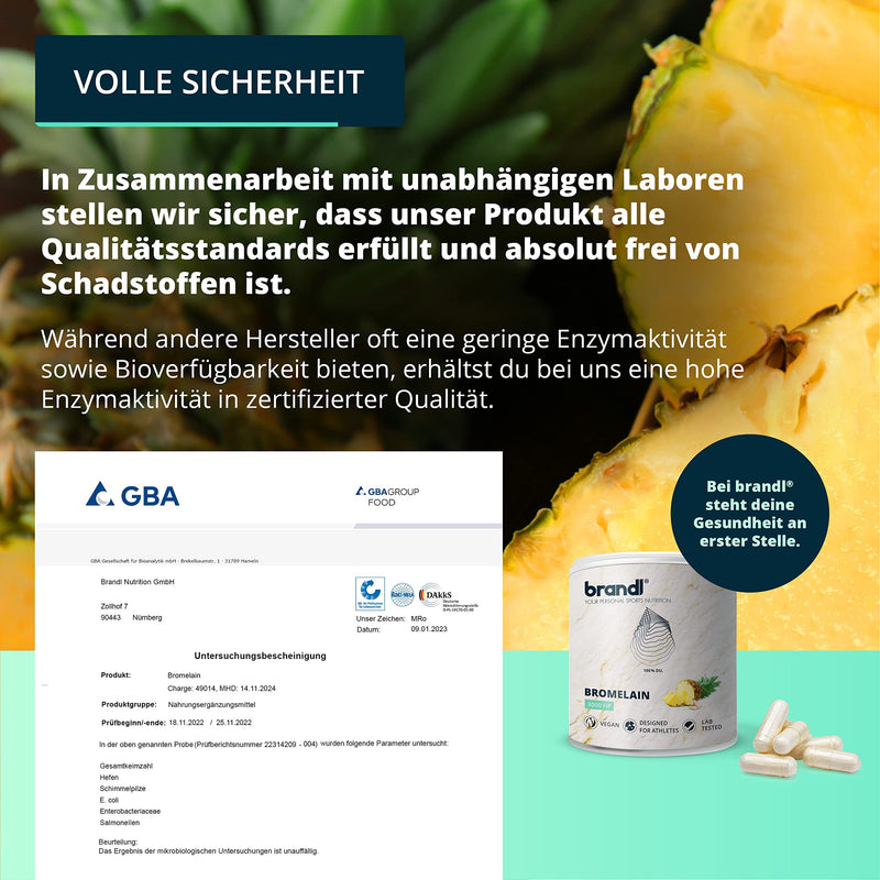 Bromelain In High Doses | Natural Enzymes From Pineapple By Brandl | 3,000 Fip Per Capsule | Also Ideal For Athletes | 60 Pieces Bromelain Capsules Each With 600Mg Pineapple Enzyme - NewNest Australia