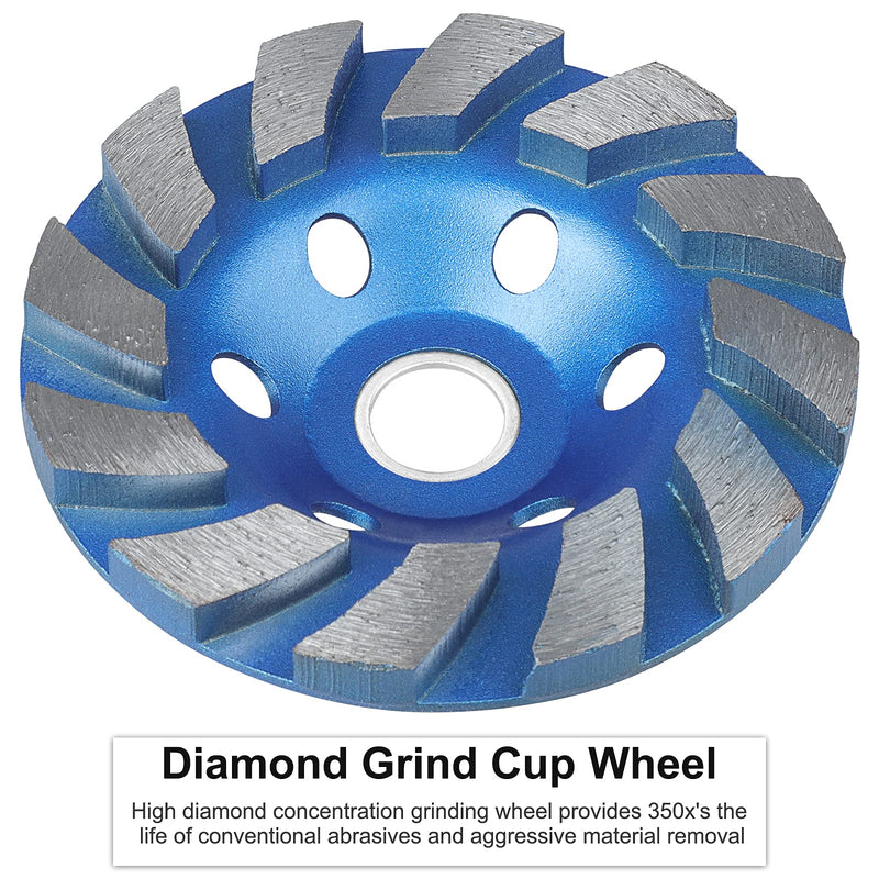 SUNJOYCO 4.5 inch Concrete Grinding Wheel, 12-Segment Heavy Duty Turbo Row Diamond Cup Grinding Wheel Angle Grinder Disc for Granite Stone Marble Masonry Concrete Fathers Day Gift Blue - NewNest Australia