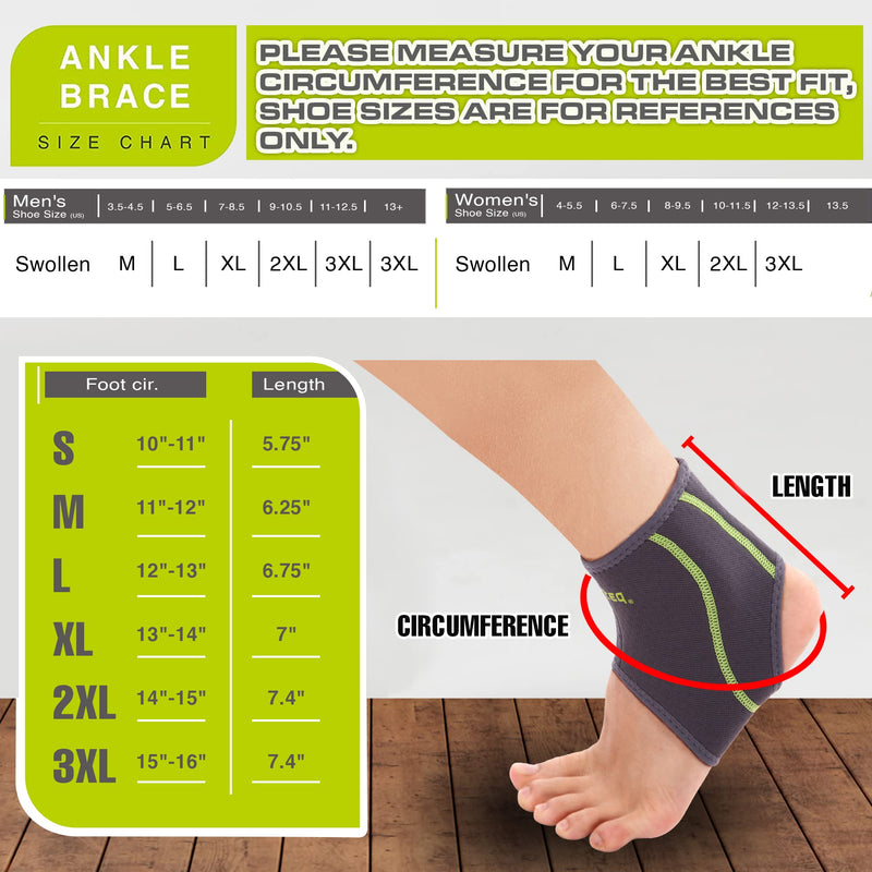 Ankle Brace Men and Women Compression Support for Sprained Ankles Jogging and Running - Elastic Neoprene Slim Fit for Runners Foot and Ankle Stabilizer - Plantar Fasciitisstic Walk Support 2X-Large (Pack of 1) - NewNest Australia