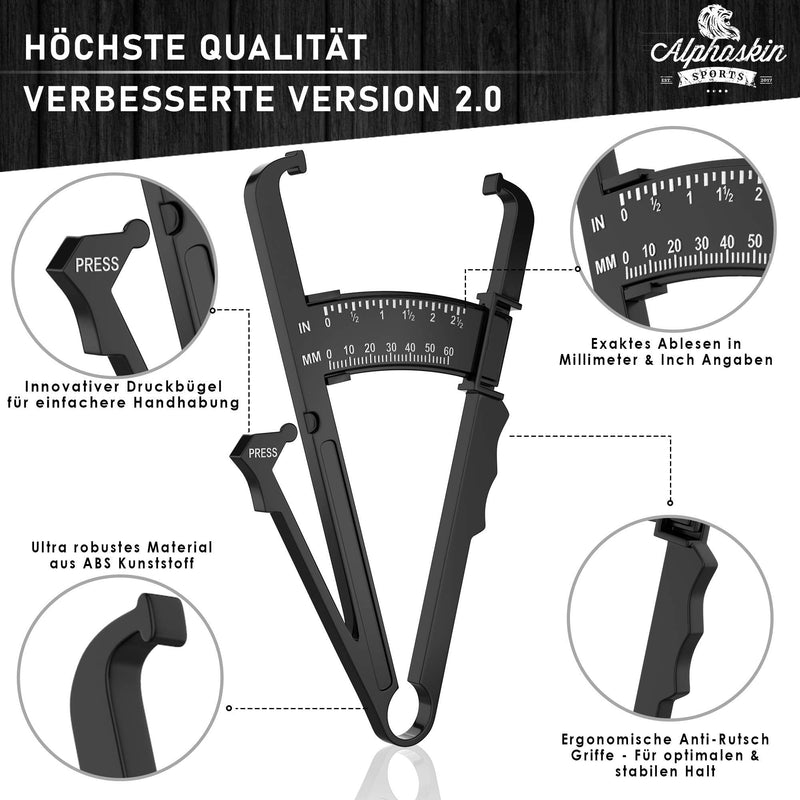 ALPHASKIN® Premium Caliper Body Fat Tongs - Improved Concept 2020 I Body Fat Tongs Set of 2 I Body Fat Measuring Device I Measure Body Fat I Fat Measuring Tongs I Body Fat Caliper I Fat Tongs - NewNest Australia