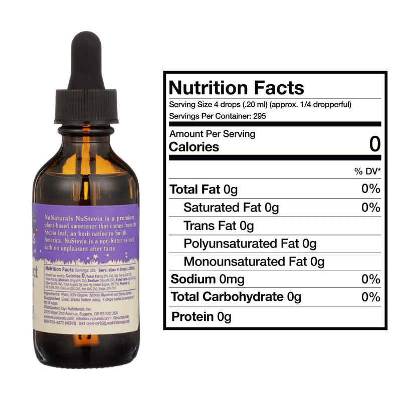 NuNaturals NuStevia Clear Extract Stevia Natural Liquid Sweetener, 2 Ounce - NewNest Australia