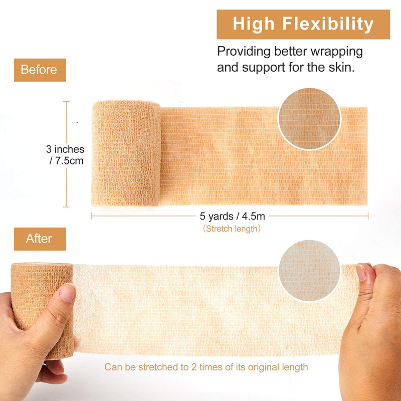 Self Adhesive Bandage Tape (3 Inches X 5 Yards), 8 Pack Elastic Cohesive Bandage Medical Wrap for First Aid, Sports, Wrist & Ankle 8 Rolls (Pack of 1) - NewNest Australia