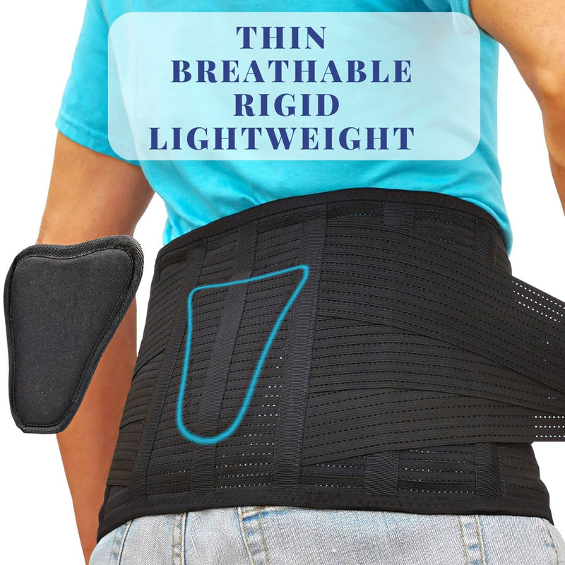 AVESTON Back Brace for Lower Back Pain Relief 6 ribs Belt with Lumbar Pad Support for Men/Women Light Thin Orthopedic Rigid Adjustable Brace Herniated Disc - Size 32 – 39 Inch Around Belly Medium - NewNest Australia