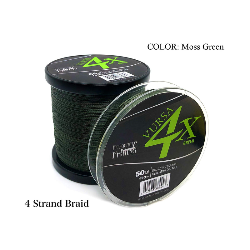 Fitzgerald Vursa 4X Braided Fishing Line - The 4 Strand, Longer Casting, Fade Resistant Freshwater and Saltwater Fishing Line - Available in Green and Yellow, 150/300/1500 Yd, 10-120 Lb, Braided Fishing Line Hi-Vis Yellow 50lb / 150 yd - NewNest Australia