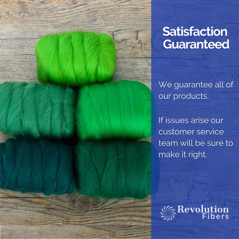 Revolution Fibers | Mixed Merino Wool Variety Pack | Perfect Wool Roving for Spinning, Needle Felting, Wet Felting, Weaving and Crafting (Grand Green (Greens), 250 Grams) - NewNest Australia