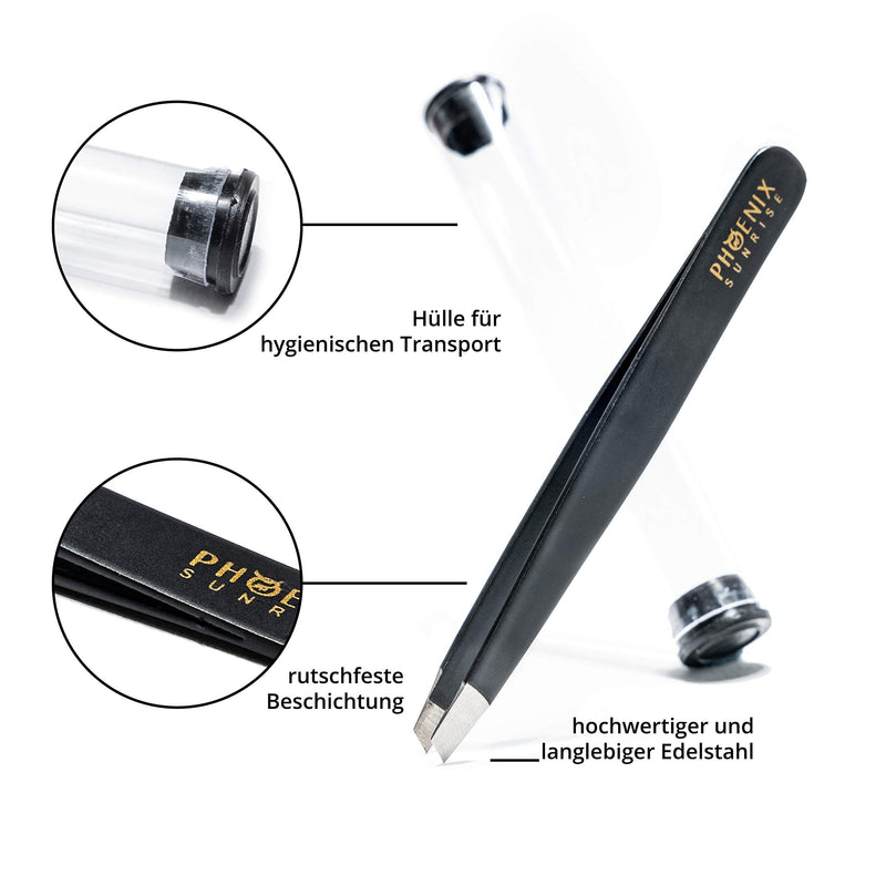 Tweezers For Eyebrow Plucking With Professional Precision Tip Including Protective Case In Premium Quality For Hair Removal - Slanted 9.5 Cm - Stainless Steel - NewNest Australia