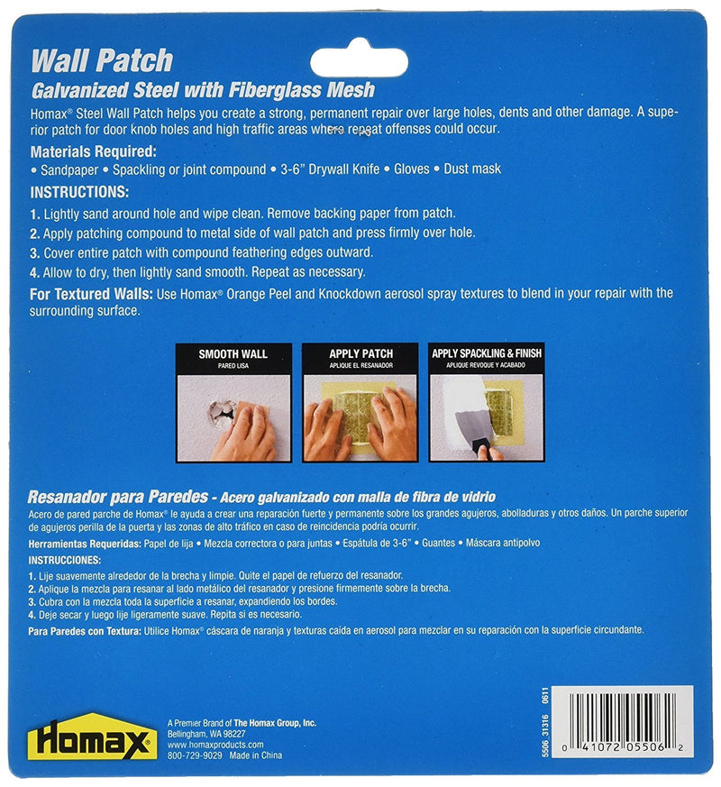 Homax Group 5506 Heavy Duty Self Adhesive Wall Repair Patch, 6-Inch x 6-Inch (4) 4 - NewNest Australia