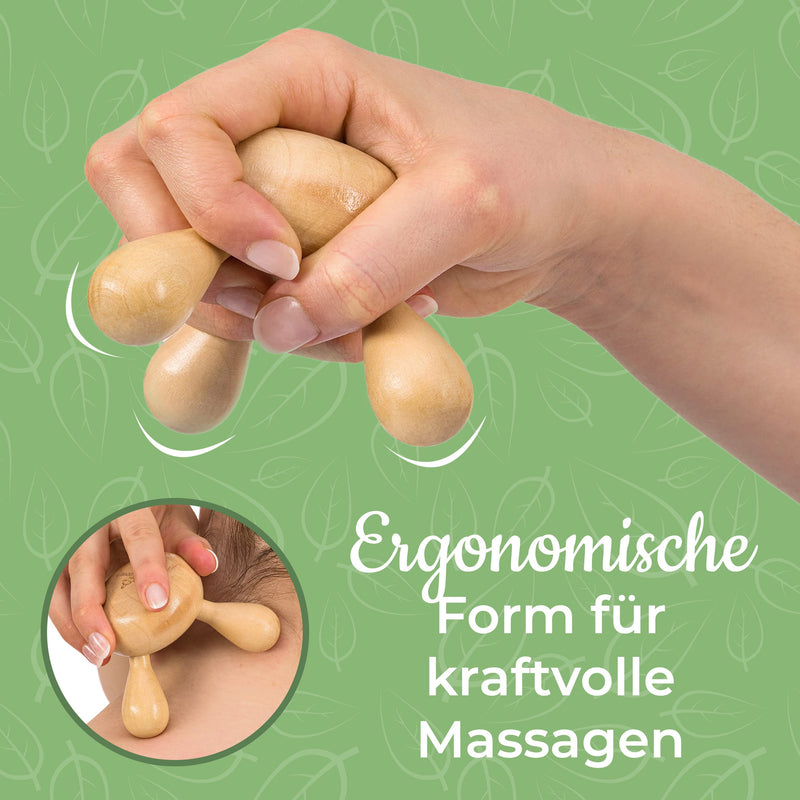 Ergo Massage Aid / Massager Made Of Cherry Wood, Oilproof, Relaxation For Back, Neck, Arms And Legs, Top Hygiene Thanks To Oil-Resistant Painting, Quality From Massage-Expert - NewNest Australia