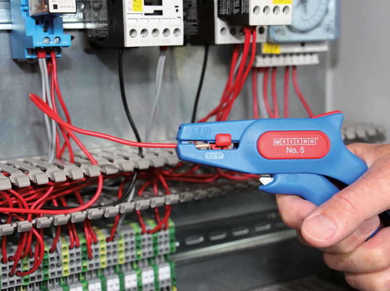 WEICON Wire Stripper No. 5 | Wire Stripper Adjustable 24-10 AWG ( 0.2-6.0 mm²) | Wire Stripping Pliers with Side Cutter up to 2.0 mm | Stripping of Round Cables |TÜV | Blue/red | 100 (51000005) - NewNest Australia