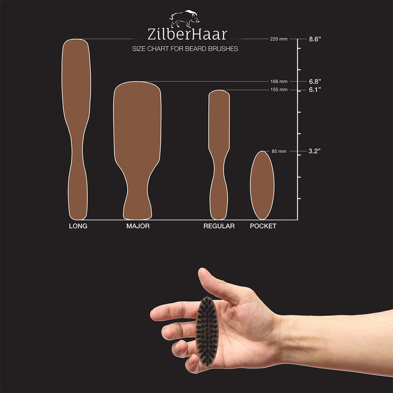 ZilberHaar Pocket Beard Brush (Hard Bristles) | 100% wild boar bristles and pear wood | Can be used with all beard balms and oils Made in Germany | Travel friendly - NewNest Australia