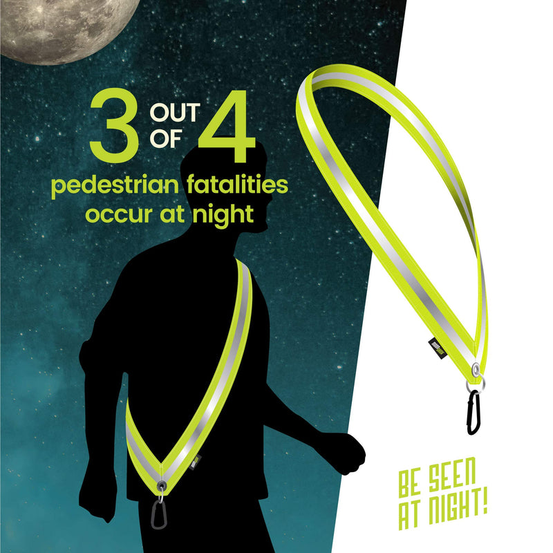 MOONSASH > Made in USA > The Original Reflective Sash for Walking at Night/e-Bikes/Scooters > Reversible, Stylish, Practical > Ditch The Belts, Bands & Vests > Men, Women & Kids > in Yellow & Black XL - NewNest Australia