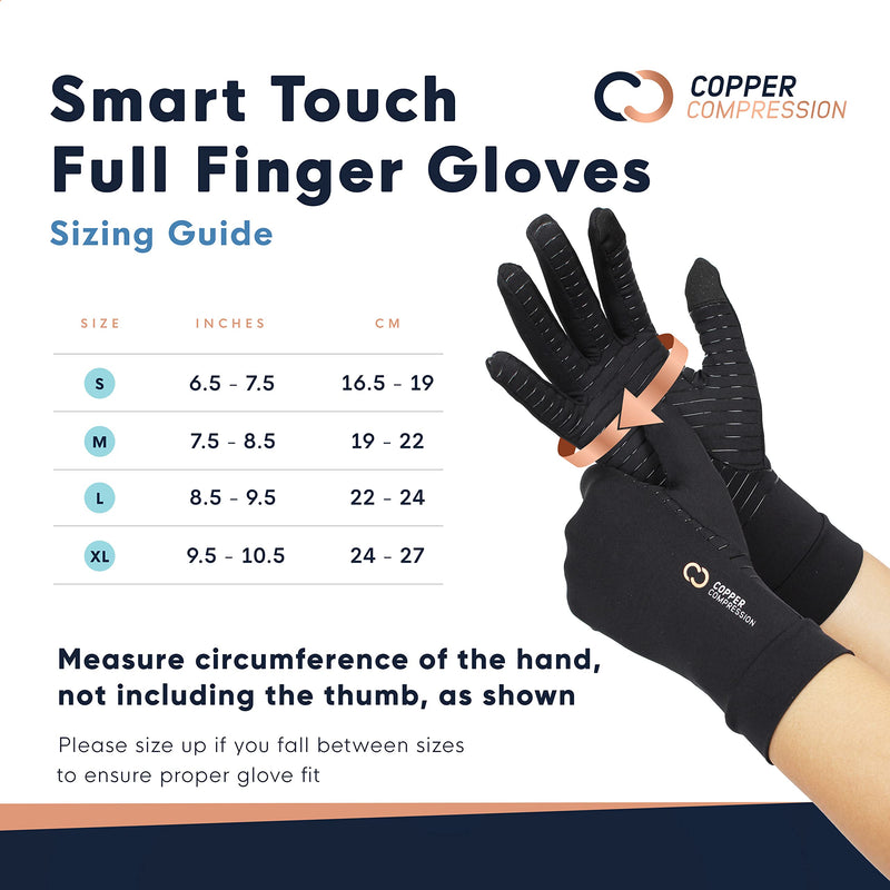 Copper Compression Arthritis Gloves with Touchscreen Tips. Relief for Hand Pain, Carpal Tunnel, Rheumatoid, Inflammation, Tendonitis, Nerve Damage, Trigger Finger, Neuropathy. Fit for Men & Women Small (1 Pair) - NewNest Australia