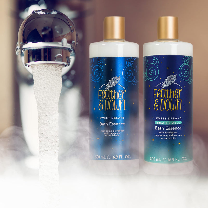 Feather & Down Sweet Dreams Breath Well Bath Essence (500ml) - Blended with Eucalyptus, Peppermint & Tea Tree Essential Oils to Prepare You for a restful Night's Sleep. Vegan Friendly & Cruelty Free. - NewNest Australia