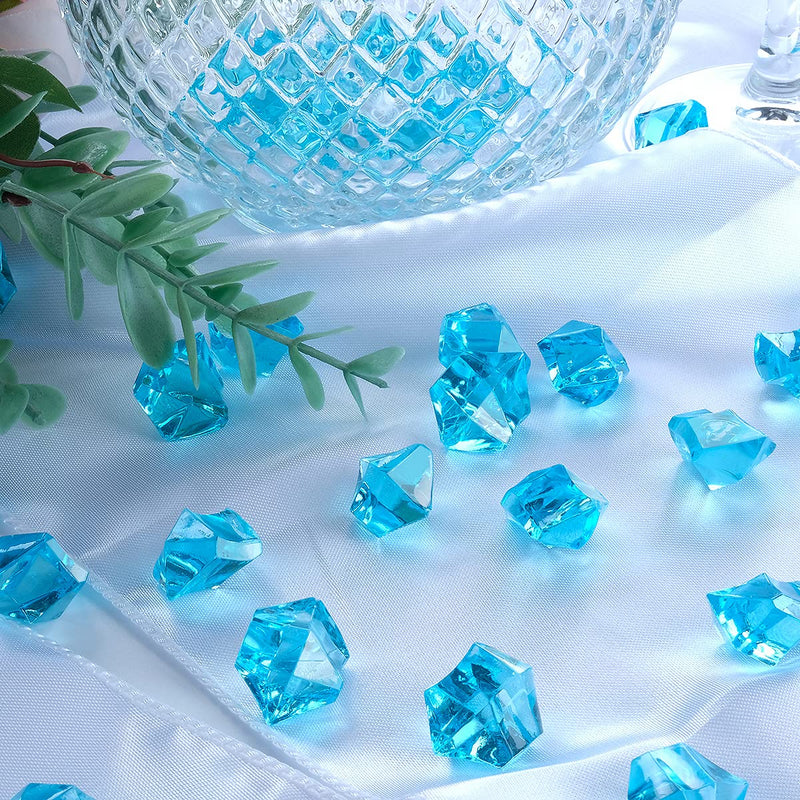 Babenest Acrylic Crushed Ice Rocks, 150 PCS Fake Crystals Plastic Ice Cubes Diamonds Gems for Vase Fillers, Home Decoration, Table Scatter, Event, Wedding, Arts & Crafts (Baby Blue) Baby Blue - NewNest Australia