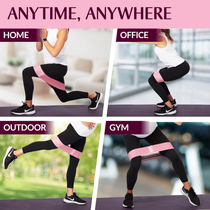 GYMB Booty Bands for Women - Non Slip Resistance Bands to Work Out Glute, Thighs & Squat - Includes Exercise Band Training Videos with 80+ Workouts for Gym or Home Fitness Black Grey Pink - NewNest Australia