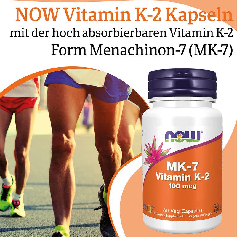 Now Foods Vitamin K2 MK-7, 100mcg, all-trans, 60 vegan capsules, laboratory tested, gluten-free, soy-free, vegetarian, non-GMO - NewNest Australia