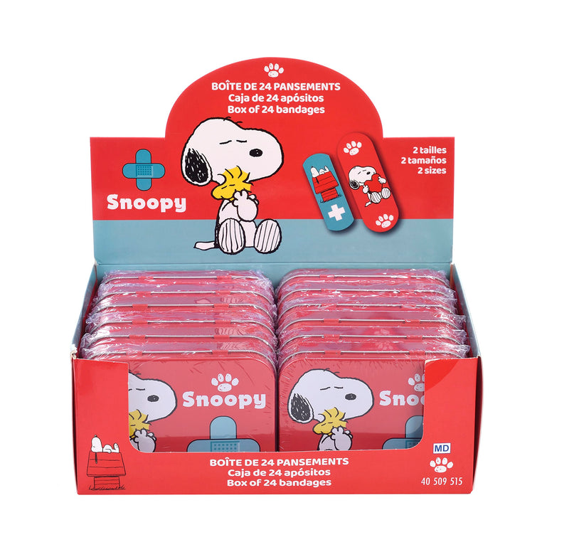 Snoopy Children's Plaster - Metal Box - 24 Plasters - Beautiful Design Plaster Storage Box for Children - Suitable for Backpack - Handbag Snoopy - NewNest Australia