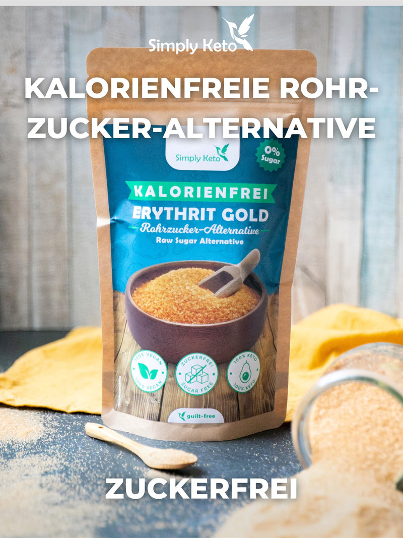 Simply Keto Erythrit Gold 400G - Calorie-Free Brown Sugar Substitute With Caramel Note - Vegan Raw Sugar Alternative Made From Erythritol - 70% Of The Sweetening Power Of Sugar - Lower Carb* & Keto Suitable - NewNest Australia