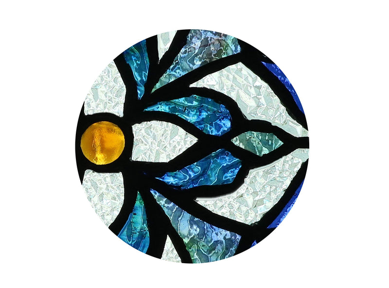 Karhuimoyi Stained Glass Window Hangings, Tiffany Style Window Panel Suncatchers Blue Art Flower - NewNest Australia