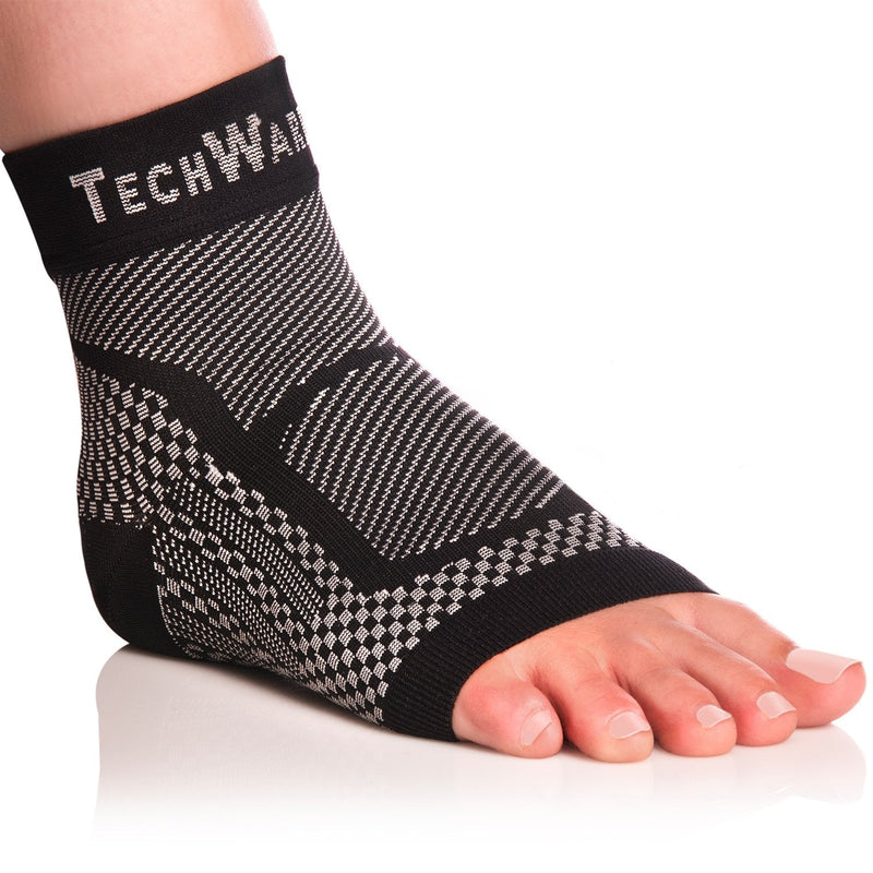 TechWare Pro Ankle Brace Compression Sleeve - Relieves Achilles Tendonitis, Joint Pain. Plantar Fasciitis Sock with Foot Arch Support Reduces Swelling & Heel Spur Pain. Injury Recovery for Sports Black L / XL (see size chart) - NewNest Australia