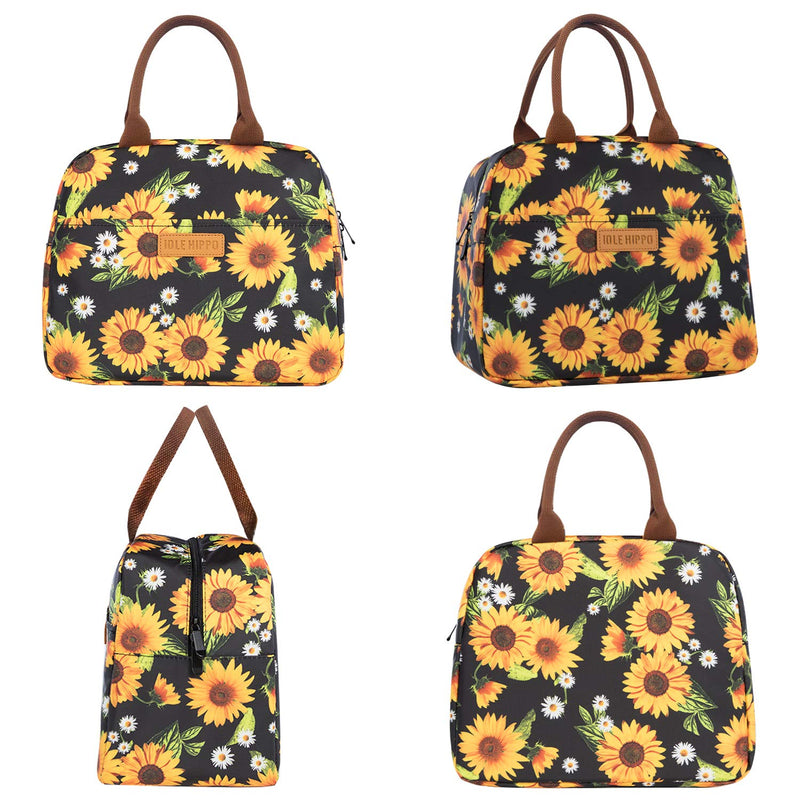 NewNest Australia - Insulated Lunch Bags for Women Cooler Tote Bag with Front Pocket Lunch Box Reusable Lunch Bag for Men Adults Girls Work School Picnic - Sunflower Sunflowers 