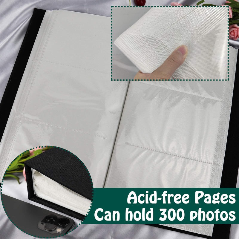 Vienrose Linen Photo Album 300 Pockets for 4x6 Photos Fabric Cover Photo Books Slip-in Picture Albums Wedding Family Anniversary Baby 300-black - NewNest Australia