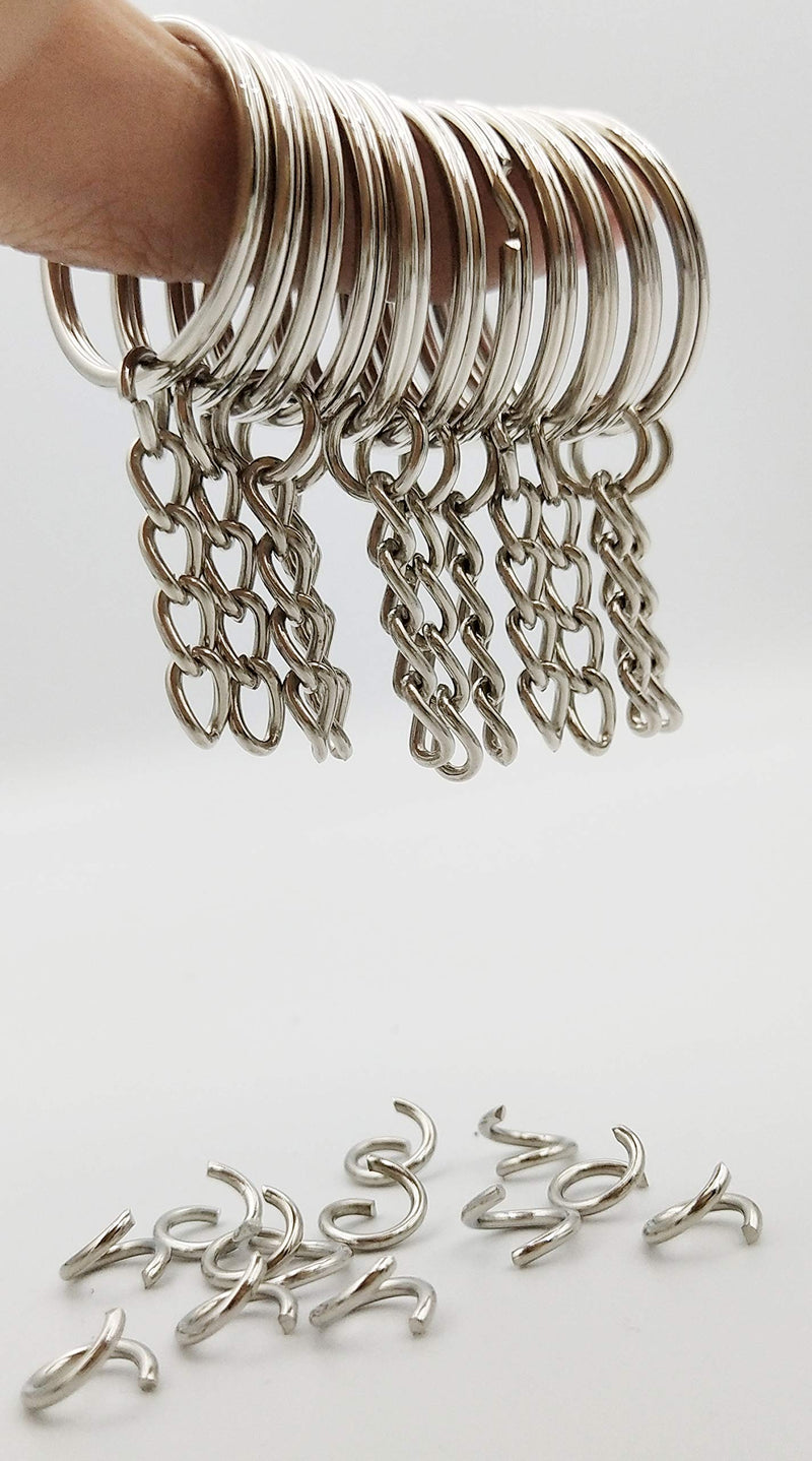 Key Ring with Chain and Open Jump Rings 50Pack - NewNest Australia