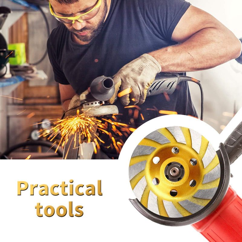 2pcs-4 Inch Concrete Stone Ceramic Turbo Diamond Grinding Cup Wheel,12 Segs Heavy Duty Angle Grinder Wheels for Angle Grinder (Yellow) - NewNest Australia