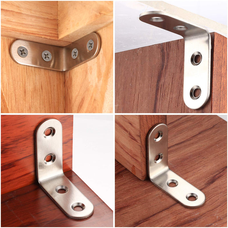 Does Not Apply,Pack Of 10 Stainless Steel Angle Shelf Brackets, Corner Connectors, Metal, Angle Connectors, 90 Degree Corner Connectors, Shelf Coner Brace Brackets For Shelves, Furniture, Wood, With Screws - NewNest Australia