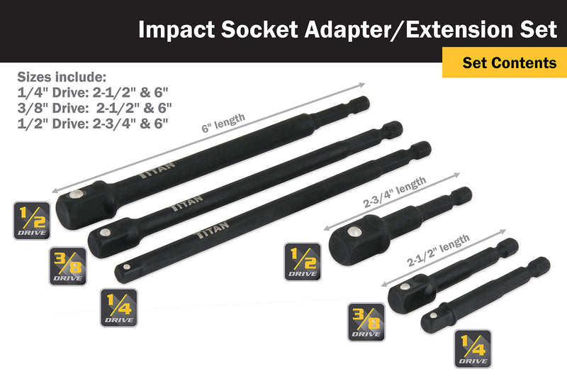 Titan TIT12087 Socket Adapter Set, 6 Piece - NewNest Australia