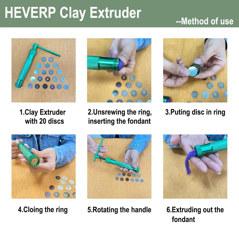 HEVERP Stainless Steel Clay Extruder Sugar Paste Extruder Cake Fondant Decorating Tool Set - NewNest Australia