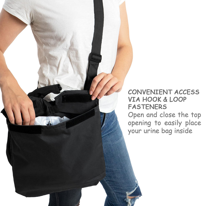 Urine Drainage Bag Holder with Catheter Pipe Cover & Adjustable Strap - Black Black. - NewNest Australia