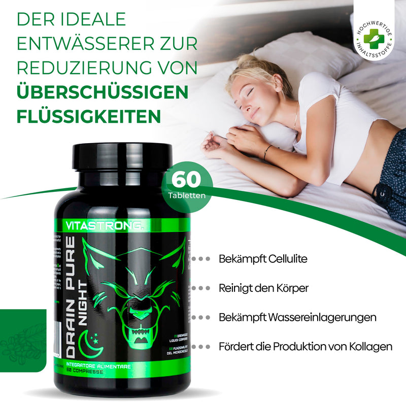 Vitastrong Drainpure Night Weight Loss | For Weight Loss, Detoxification And Drainage | Removes Toxins And Excess Liquid | High Quality Made In Italy Quality | Vegan Friendly - NewNest Australia