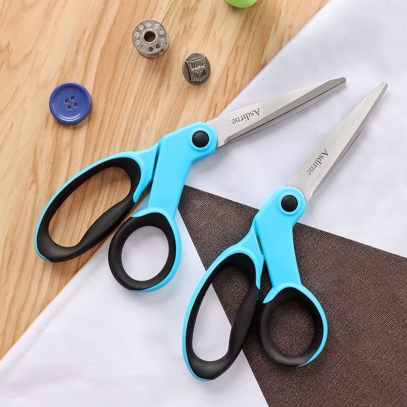 Asdirne Fabric Scissors, Sewing Scissors with Sharp Stainless Steel Blade and Soft Handles, Great for Sewing, Craft, Office and School, 23cm, 2 Pcs, Blue/Black Fabric Scissors*2 - NewNest Australia