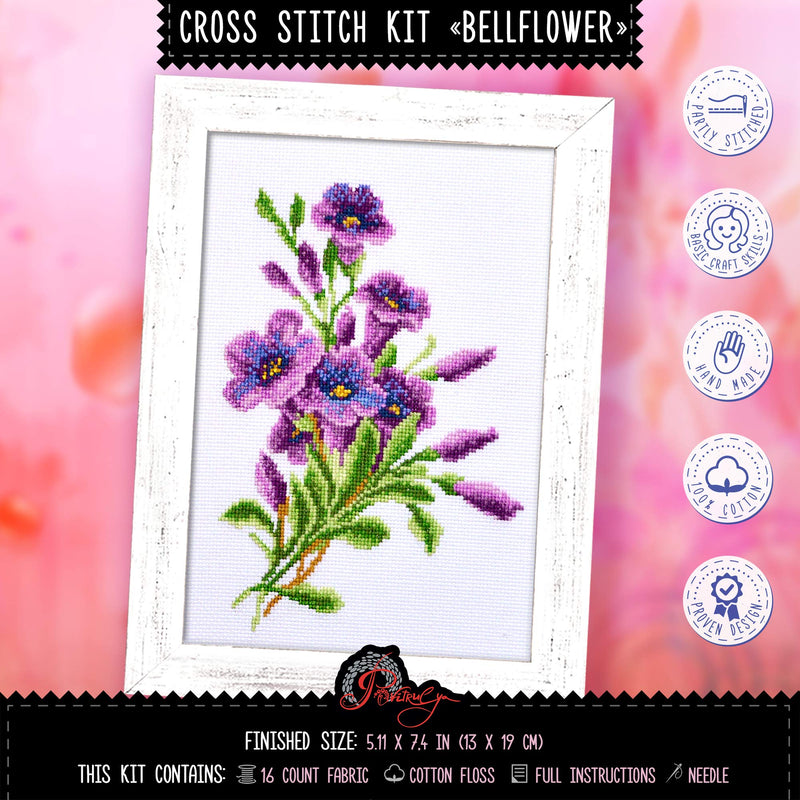 American Bell-Flower Counted Cross Stitch Kit – Flower DIY Embroidery Set American Bell-Flower - NewNest Australia